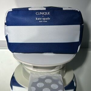 Clinique X Kate Spade New York Cosmetic Travel Bag w/Mirror 6” x 10” x 3” NWOT
